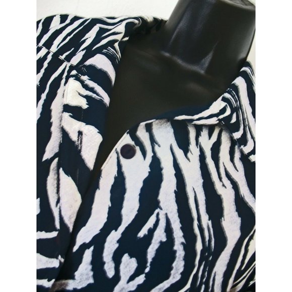 Anne Alexander Animal Print Blouse Black & White   Size L - Picture 1 of 12
